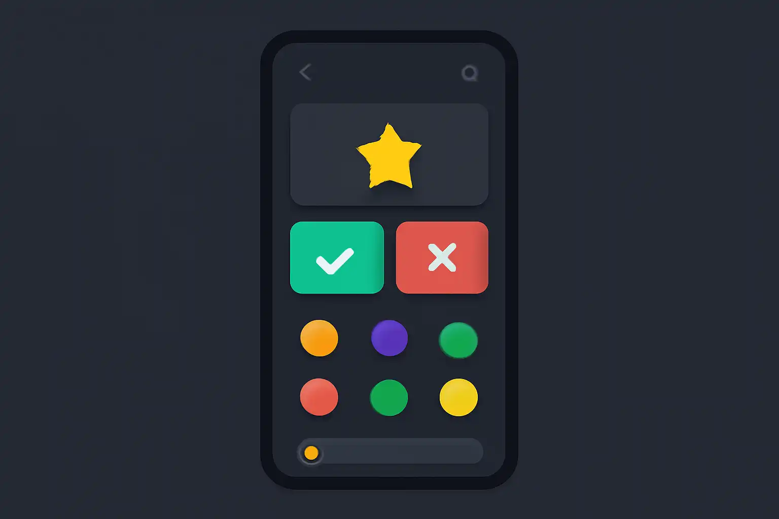 Detail screen: old results and finding, mobile-first UI mockup, dark theme